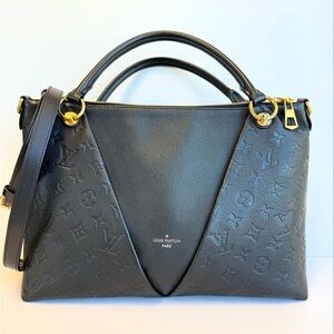 Louis Vuitton V tote black empreinte monogram w strap